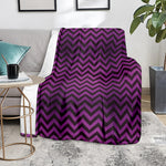 Purple And Black Chevron Pattern Print Blanket