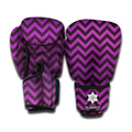 Purple And Black Chevron Pattern Print Boxing Gloves