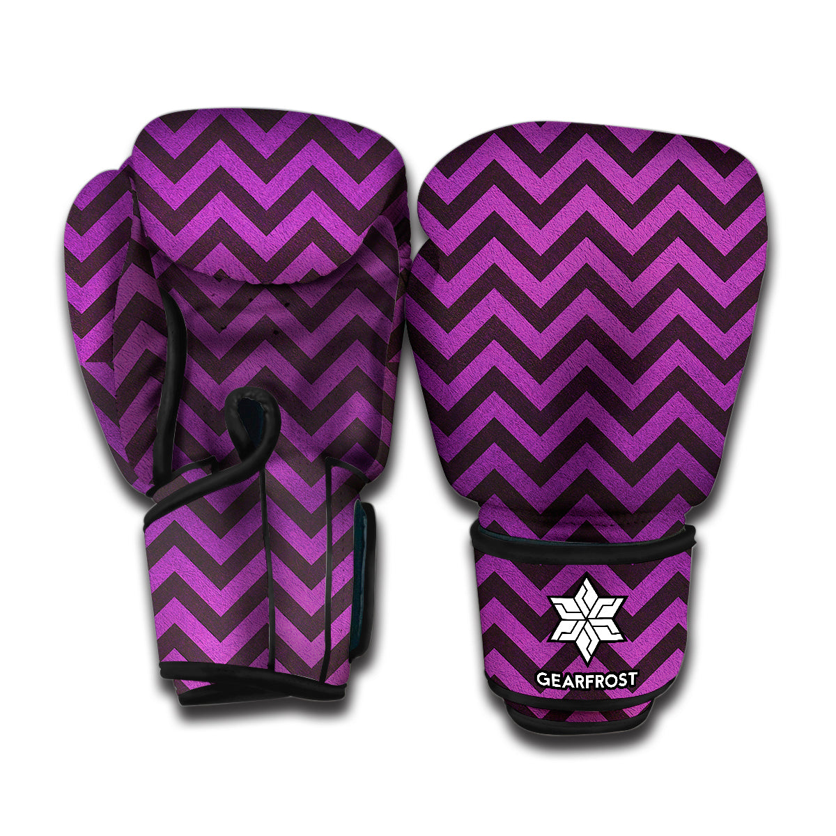Purple And Black Chevron Pattern Print Boxing Gloves