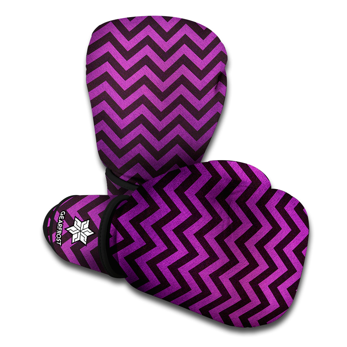 Purple And Black Chevron Pattern Print Boxing Gloves