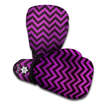 Purple And Black Chevron Pattern Print Boxing Gloves