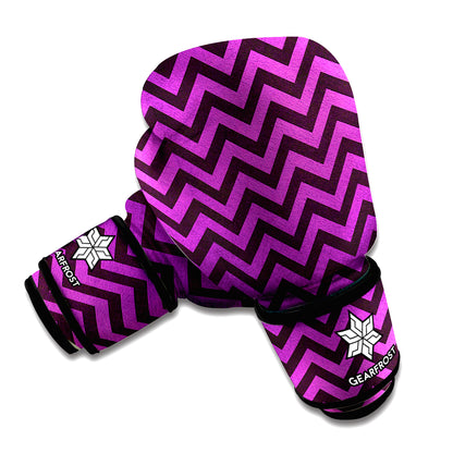 Purple And Black Chevron Pattern Print Boxing Gloves