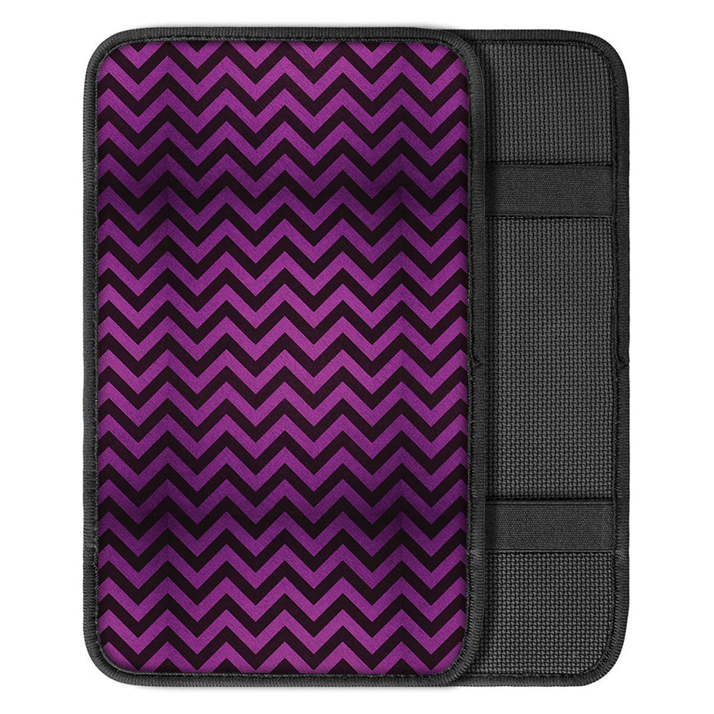 Purple And Black Chevron Pattern Print Car Center Console Cover