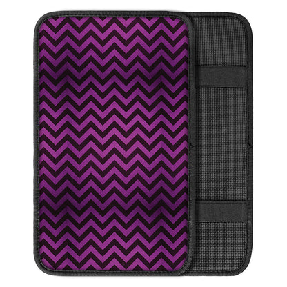 Purple And Black Chevron Pattern Print Car Center Console Cover