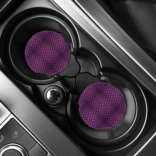 Purple And Black Chevron Pattern Print Car Coasters