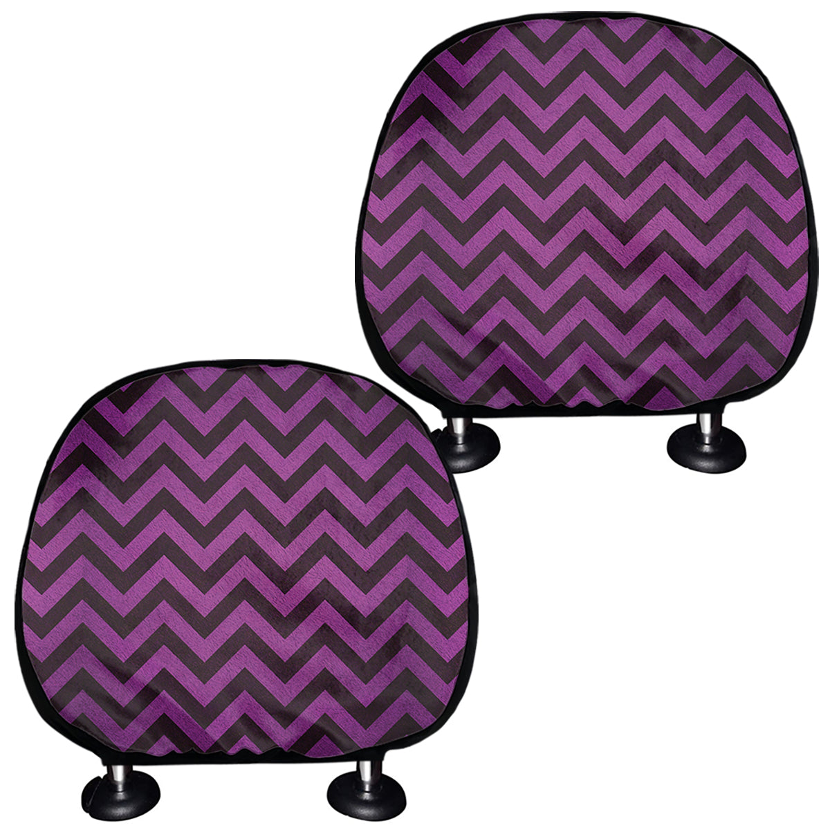 Purple And Black Chevron Pattern Print Car Headrest Covers