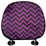 Purple And Black Chevron Pattern Print Car Headrest Covers