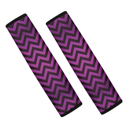 Purple And Black Chevron Pattern Print Car Seat Belt Covers