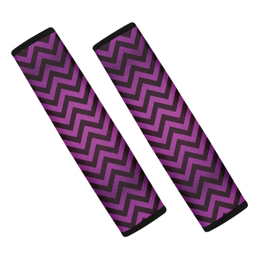 Purple And Black Chevron Pattern Print Car Seat Belt Covers