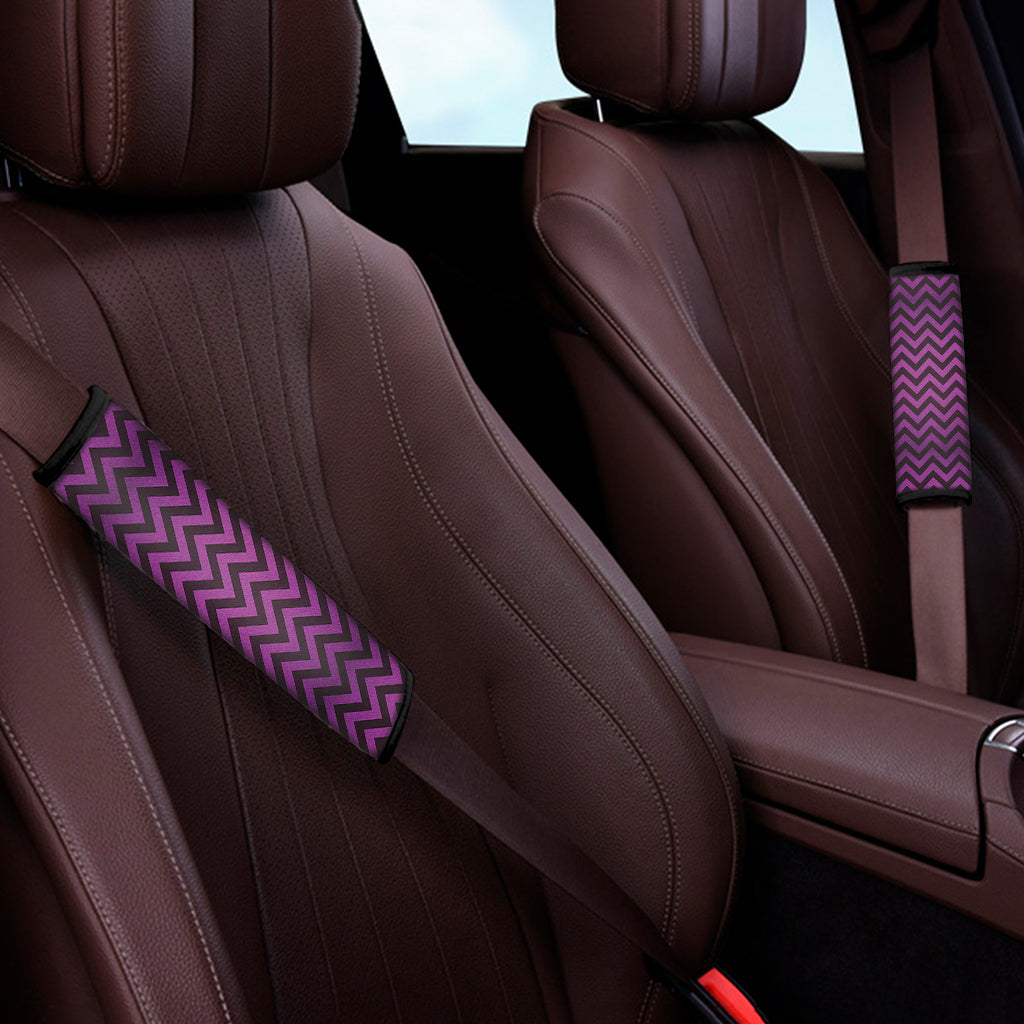Purple And Black Chevron Pattern Print Car Seat Belt Covers
