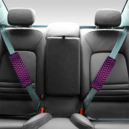 Purple And Black Chevron Pattern Print Car Seat Belt Covers