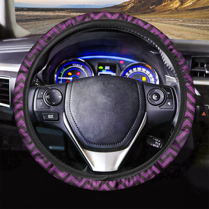 Purple And Black Chevron Pattern Print Car Steering Wheel Cover