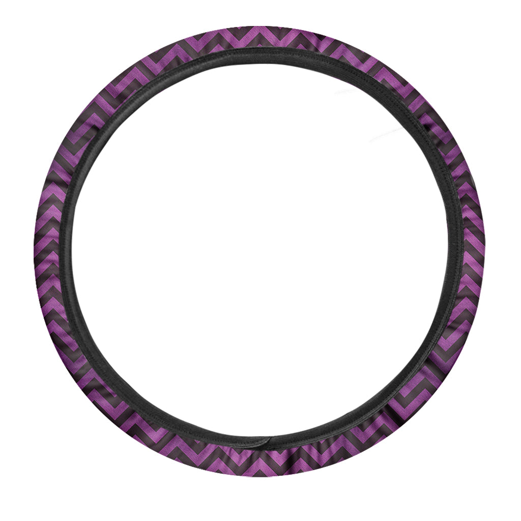 Purple And Black Chevron Pattern Print Car Steering Wheel Cover