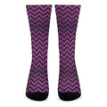 Purple And Black Chevron Pattern Print Crew Socks