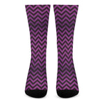Purple And Black Chevron Pattern Print Crew Socks