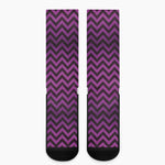 Purple And Black Chevron Pattern Print Crew Socks