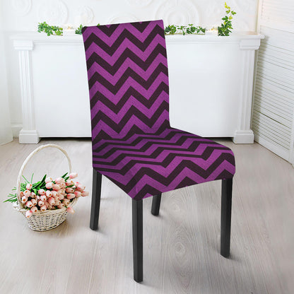 Purple And Black Chevron Pattern Print Dining Chair Slipcover