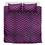 Purple And Black Chevron Pattern Print Duvet Cover Bedding Set