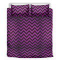 Purple And Black Chevron Pattern Print Duvet Cover Bedding Set