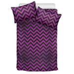 Purple And Black Chevron Pattern Print Duvet Cover Bedding Set