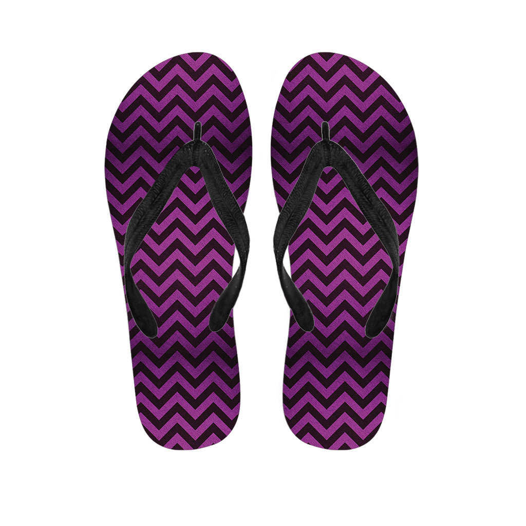 Purple And Black Chevron Pattern Print Flip Flops
