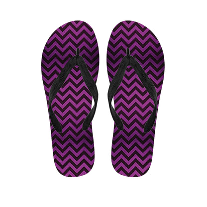 Purple And Black Chevron Pattern Print Flip Flops