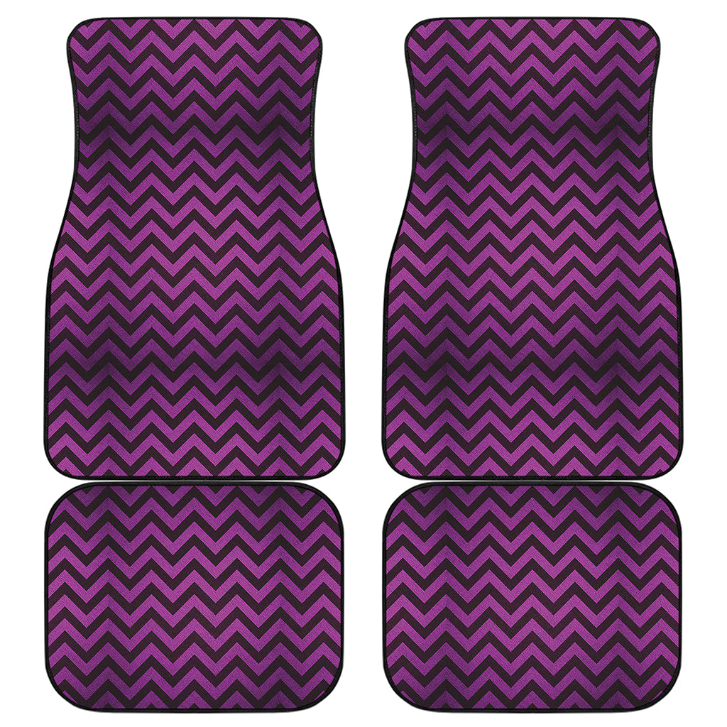 Purple And Black Chevron Pattern Print Front and Back Car Floor Mats