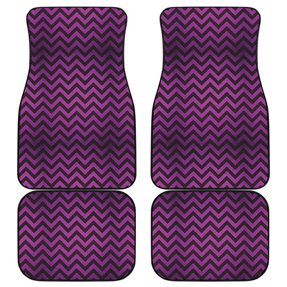 Purple And Black Chevron Pattern Print Front and Back Car Floor Mats
