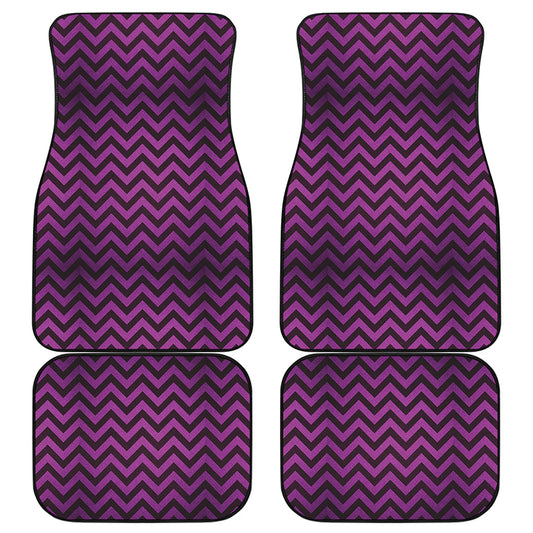 Purple And Black Chevron Pattern Print Front and Back Car Floor Mats
