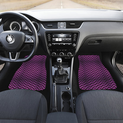 Purple And Black Chevron Pattern Print Front and Back Car Floor Mats
