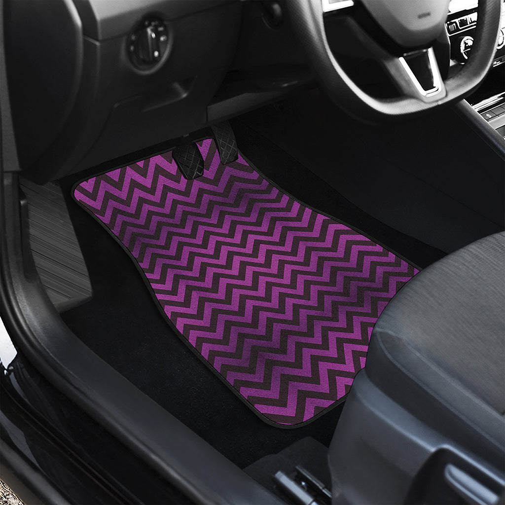 Purple And Black Chevron Pattern Print Front and Back Car Floor Mats