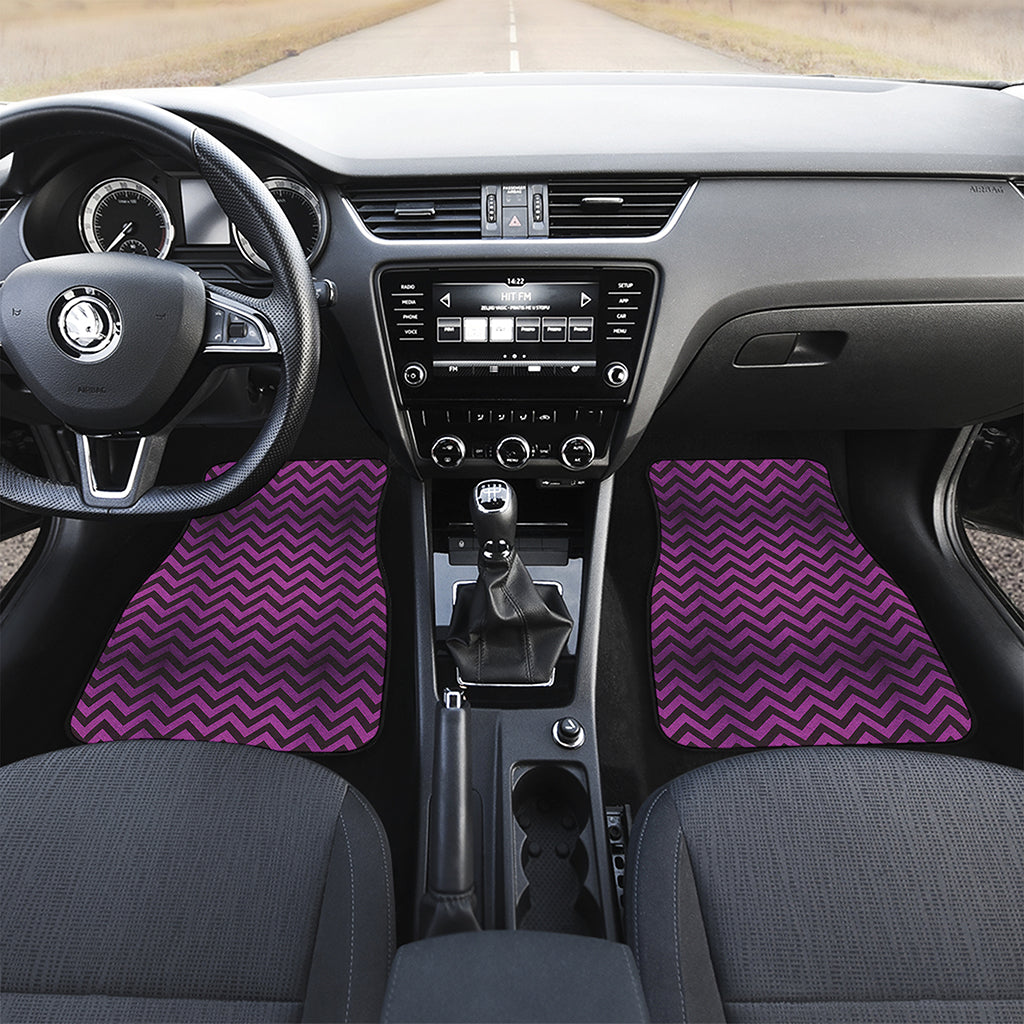 Purple And Black Chevron Pattern Print Front Car Floor Mats