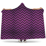 Purple And Black Chevron Pattern Print Hooded Blanket