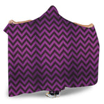 Purple And Black Chevron Pattern Print Hooded Blanket