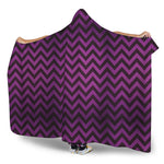 Purple And Black Chevron Pattern Print Hooded Blanket