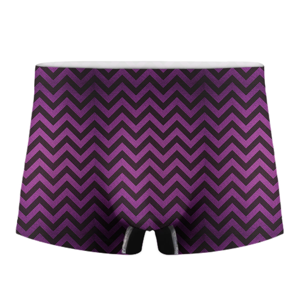 Purple And Black Chevron Pattern Print Men's Boxer Briefs