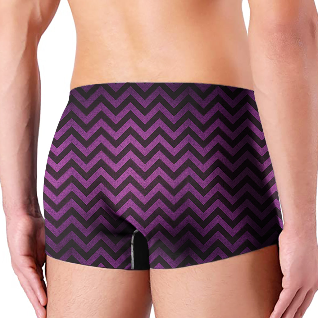 Purple And Black Chevron Pattern Print Men's Boxer Briefs