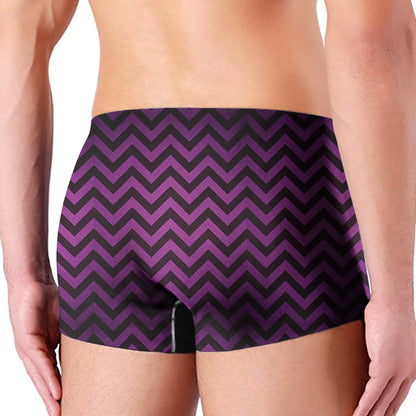 Purple And Black Chevron Pattern Print Men's Boxer Briefs