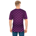 Purple And Black Chevron Pattern Print Men's T-Shirt