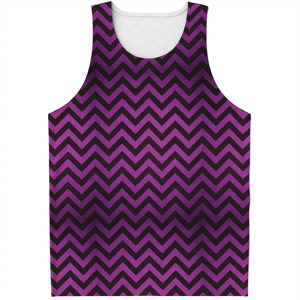 Purple And Black Chevron Pattern Print Men's Tank Top