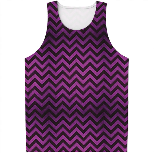 Purple And Black Chevron Pattern Print Men's Tank Top