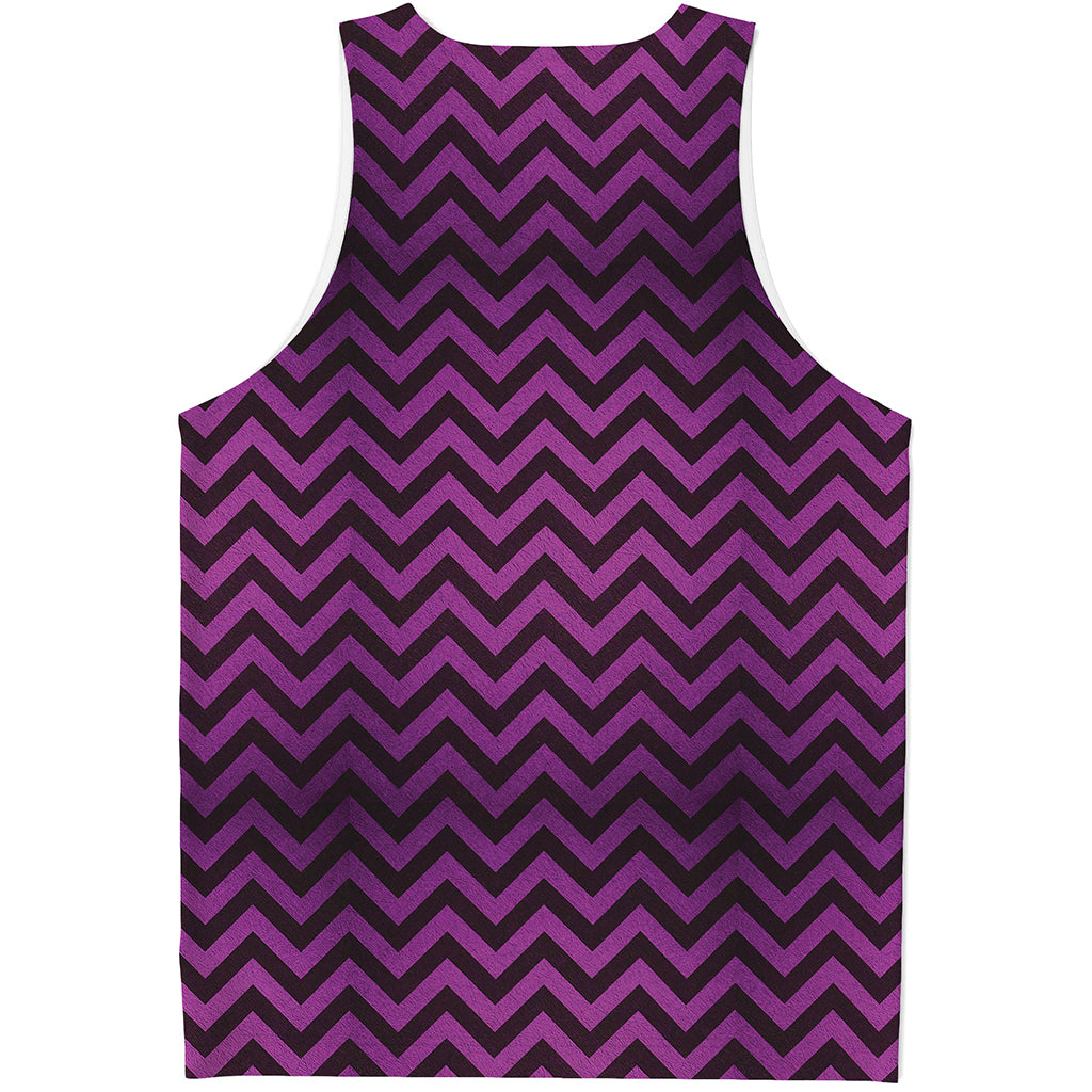 Purple And Black Chevron Pattern Print Men's Tank Top