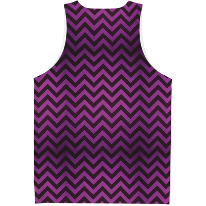 Purple And Black Chevron Pattern Print Men's Tank Top