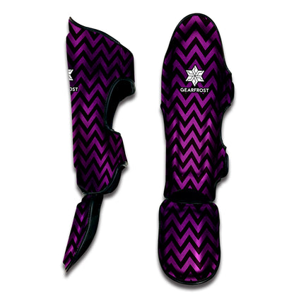 Purple And Black Chevron Pattern Print Muay Thai Shin Guard