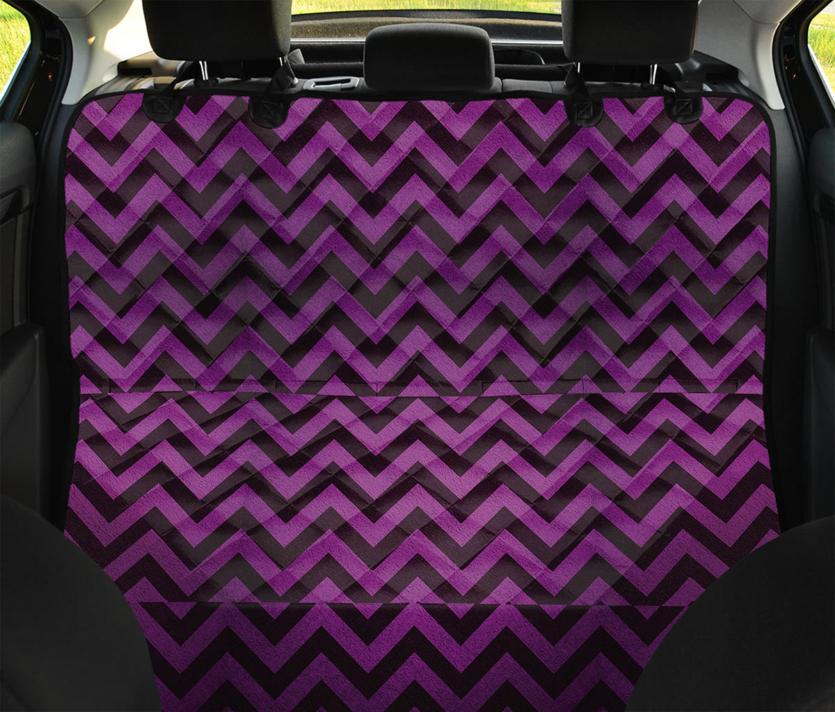 Purple And Black Chevron Pattern Print Pet Car Back Seat Cover