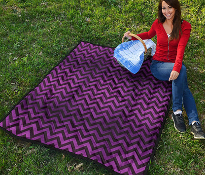 Purple And Black Chevron Pattern Print Quilt