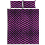 Purple And Black Chevron Pattern Print Quilt Bed Set