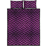 Purple And Black Chevron Pattern Print Quilt Bed Set