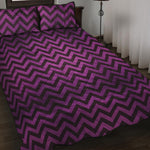 Purple And Black Chevron Pattern Print Quilt Bed Set