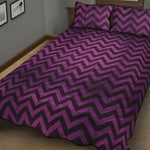 Purple And Black Chevron Pattern Print Quilt Bed Set